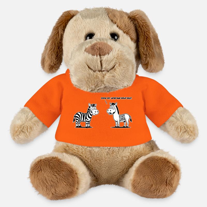 Lustiges Zebra mit QR-Code-Upgrade - MiniFeet® Hund Helge - Goldorange