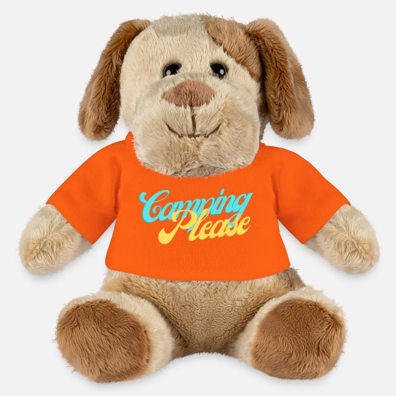Camping Please Retro Script - Chien en peluche Helge MiniFeet® - orange doré