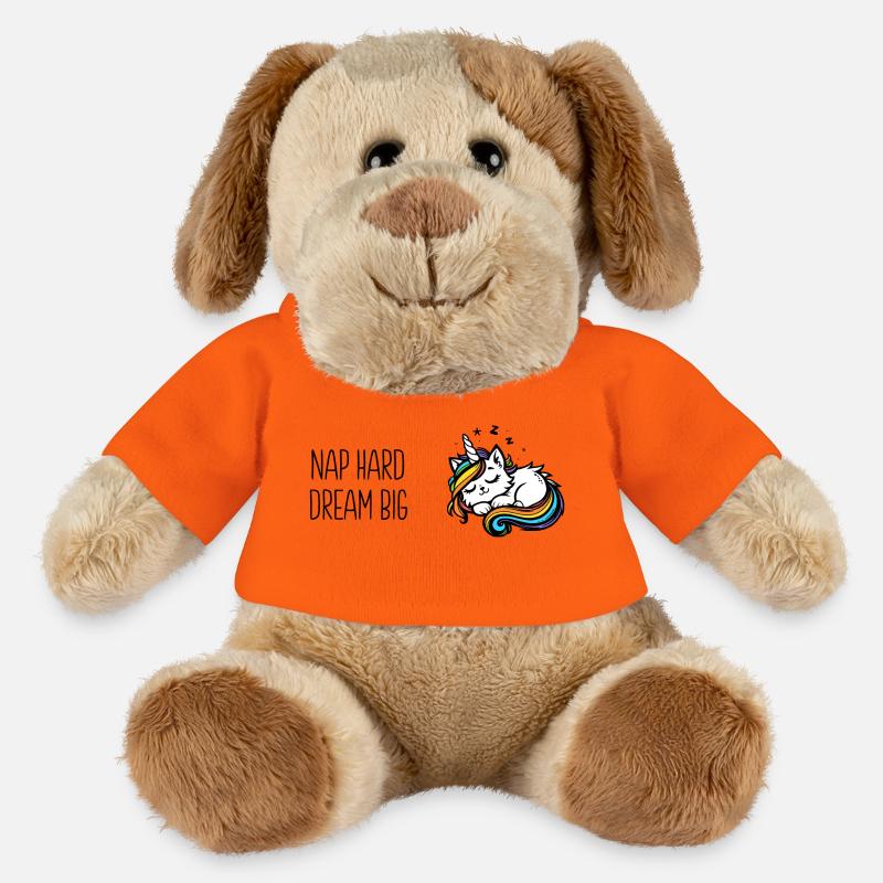 Sieste difficile rêver grand, chat licorne endormi (coloré) - Chien en peluche Helge MiniFeet® - orange doré