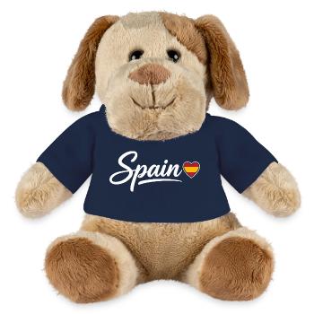 Écriture espagnole avec drapeau de cœur patriotique - Chien en peluche Helge MiniFeet® - orange doré - Devant