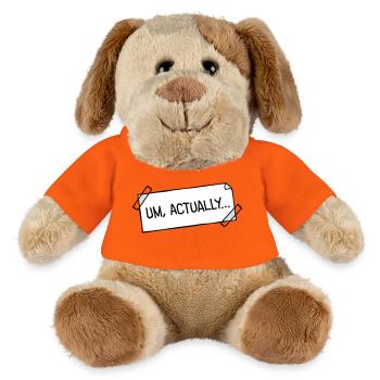 Um Actually Zettel Geklebt Nerd Klugscheißer Logo - MiniFeet® Hund Helge - Goldorange - Vorne