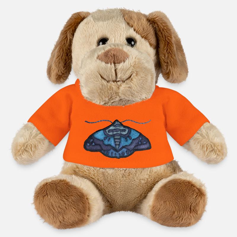 Blaue Motte – einzigartiges Stickmuster - MiniFeet® Hund Helge - Goldorange