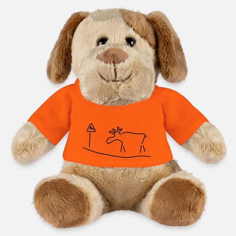 elch mit warnschild - MiniFeet® Hund Helge - Goldorange