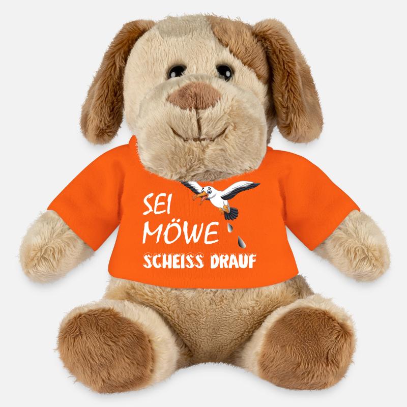 Sei Möwe, scheiss drauf, plattdeutsch Geschenk - MiniFeet® Hund Helge - Goldorange