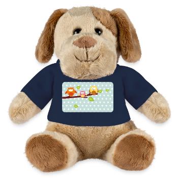 Little owls with mint asterisk | Customisable - MiniFeet® Dog Helge - french navy - Front