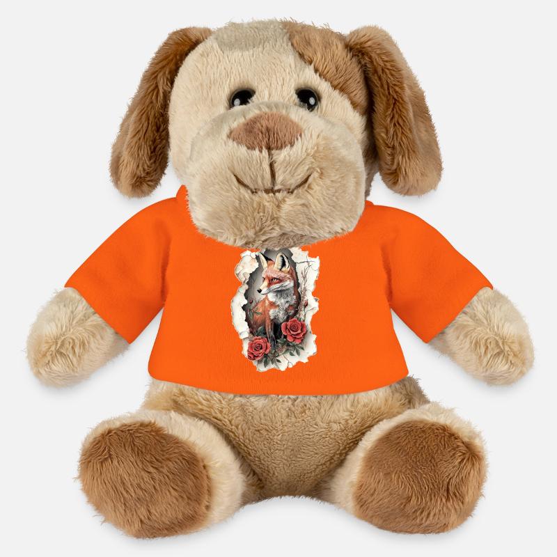 Fuchs mit Blumen - MiniFeet® Hund Helge - Goldorange