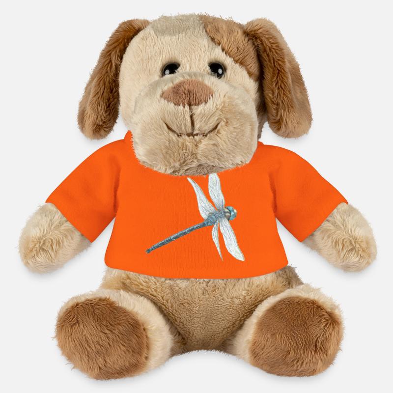 Blaugrüne Libelle Illustration - MiniFeet® Hund Helge - Goldorange