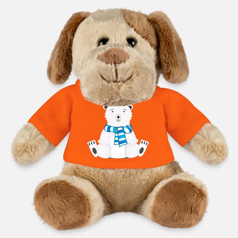 zauberhafter sitzender Eisbär mit Schal - MiniFeet® Hund Helge - Goldorange