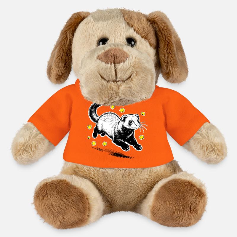 Frettchen in Blüten glitzern - MiniFeet® Hund Helge - Goldorange