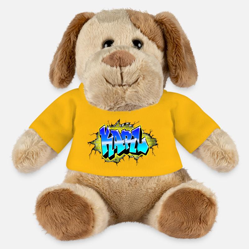 Graffiti KARL Wall Crack Brick Yellow - MiniFeet® Dog Helge - sun yellow