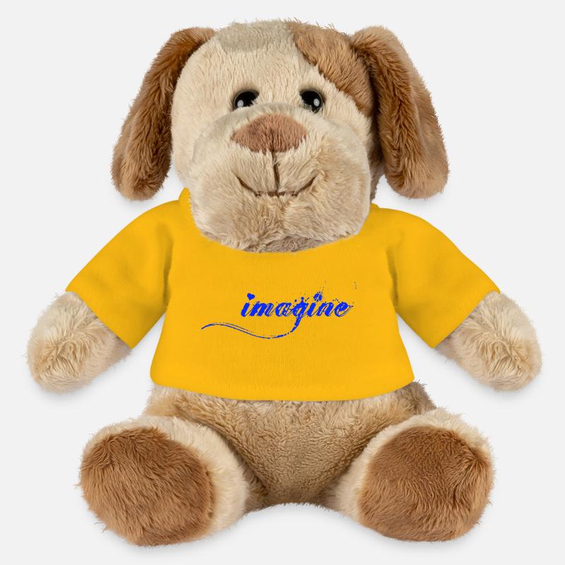 Imagine Blaue Farbklecks Script - MiniFeet® Hund Helge - Sonnengelb