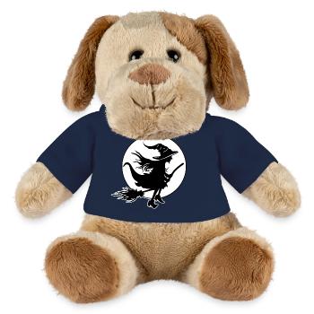Junge Hexe vor Vollmond Halloween Motiv - MiniFeet® Hund Helge - Sonnengelb - Vorne