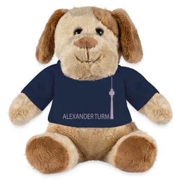Witziger Berliner Fernsehturm Silhouette Parodie - MiniFeet® Hund Helge - Sonnengelb - Vorne
