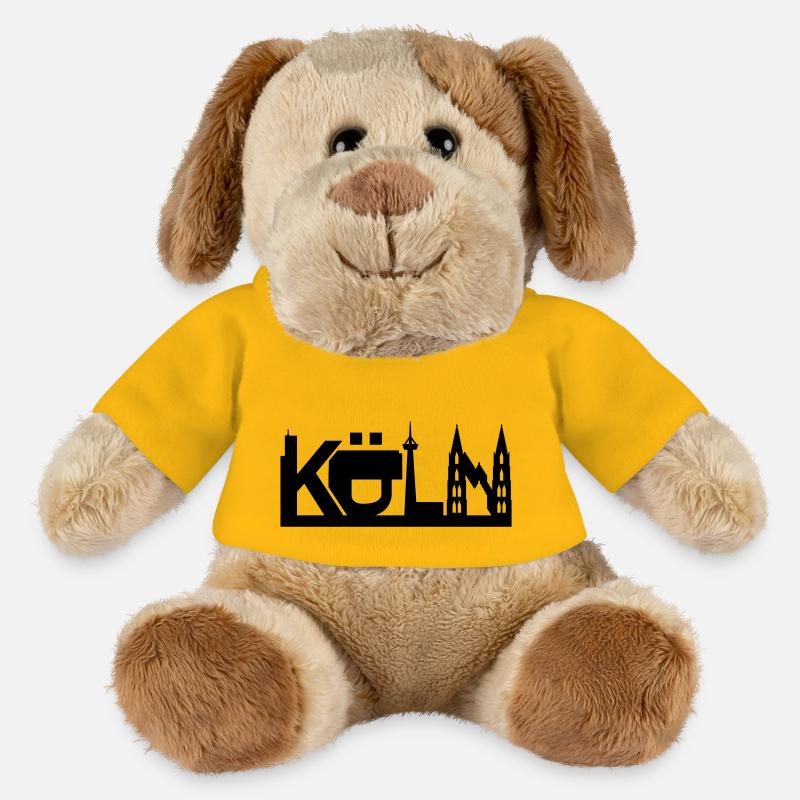 Cologne skyline with sights - MiniFeet® Dog Helge - sun yellow