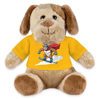 Snowboarding super bull in the snow - MiniFeet® Dog Helge - sun yellow - Front