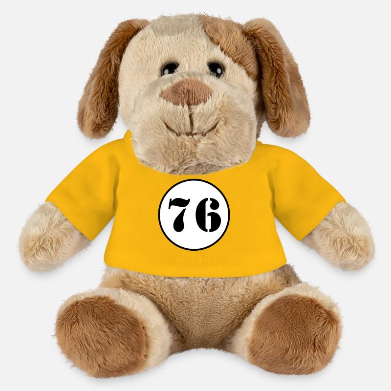 NUMMER 76 Sechsundsiebzig Geburtstag Geschenk - MiniFeet® Hund Helge - Sonnengelb