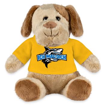 Ich Mag Dich Spruch im Haifisch-Design - MiniFeet® Hund Helge - Sonnengelb - Vorne