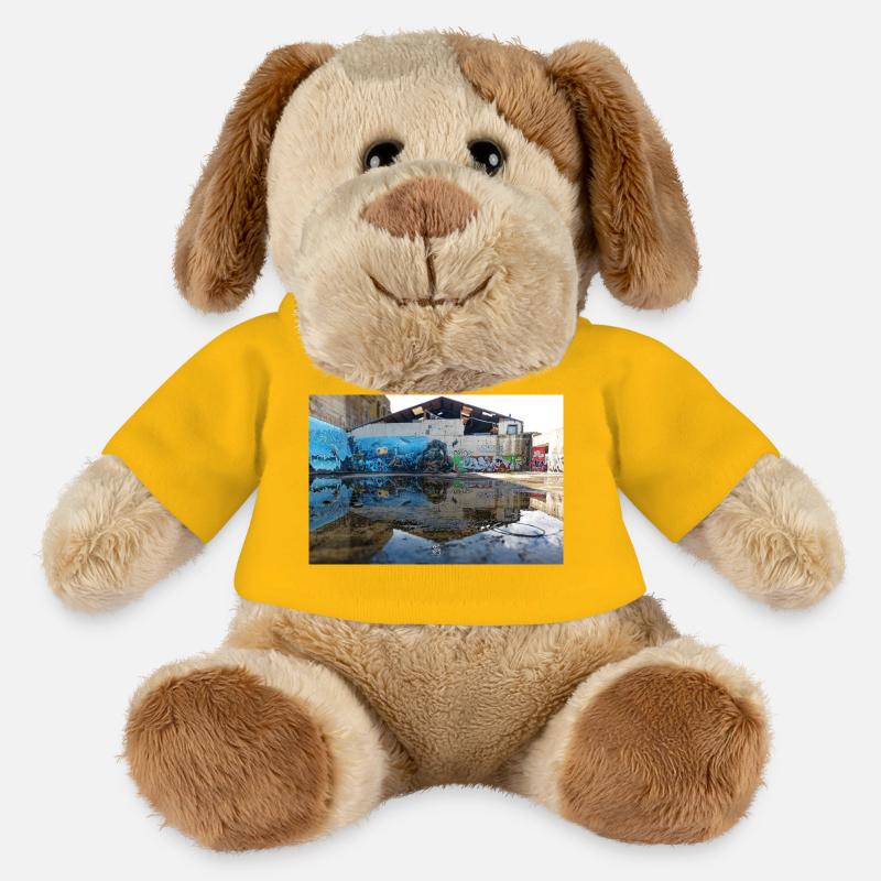 Reflets Urbains – Graffiti Bleu - Chien en peluche Helge MiniFeet® - jaune soleil