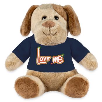 Colorful Love Me design with floral accents - MiniFeet® Dog Helge - sun yellow - Front