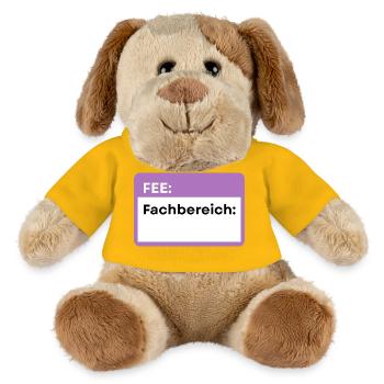 Fachbereich Schild Lila - MiniFeet® Hund Helge - Sonnengelb - Vorne