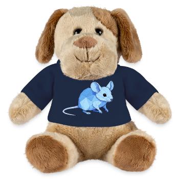 Blauer Low-Poly Maus - MiniFeet® Hund Helge - Sonnengelb - Vorne