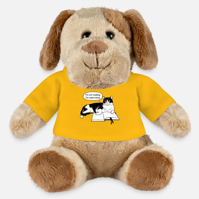Je ne lis pas - Chien en peluche Helge MiniFeet® - jaune soleil