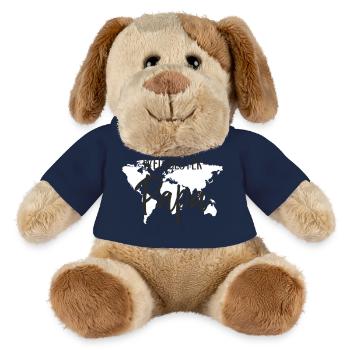 Weltbester Papa – Herzvolles Weltkugel-Design - MiniFeet® Hund Helge - Sonnengelb - Vorne