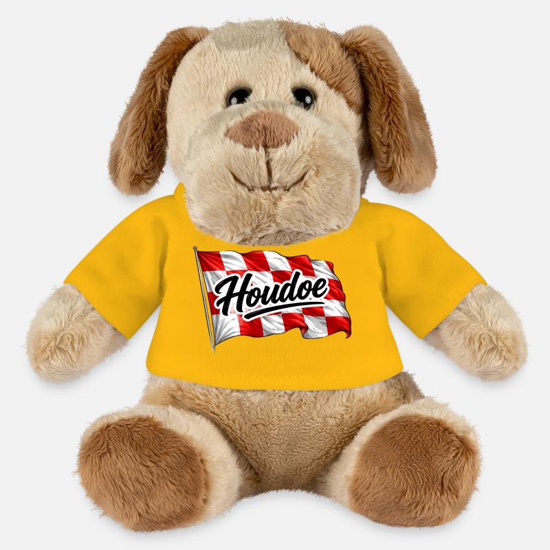 waving Brabant flag with Houdoe - MiniFeet® Dog Helge - sun yellow