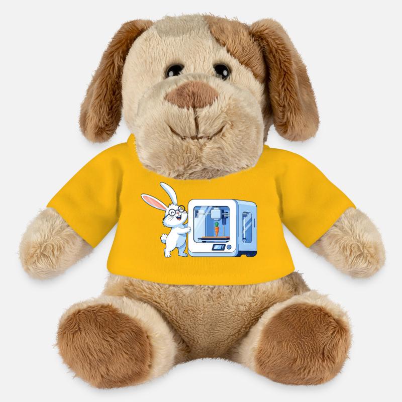 Funny Rabbit Nerd Programmeur Imprimante 3D - Chien en peluche Helge MiniFeet® - jaune soleil