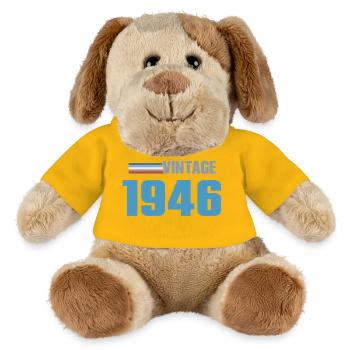 Tee 80 Jahre Weltraumgeboren 1946 - MiniFeet® Hund Helge - Sonnengelb - Vorne