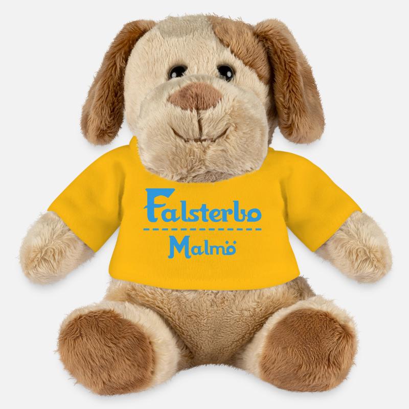 Centrum Malmö – Blue Text Design - MiniFeet® Hund Helge - Sonnengelb