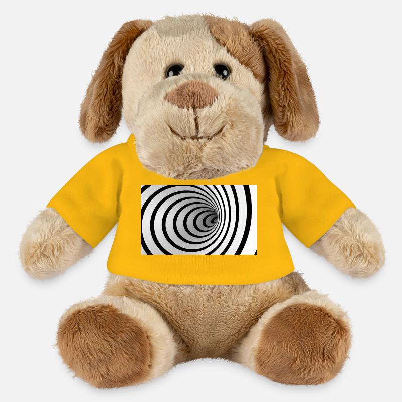 Spirale noire et blanche vortex - Chien en peluche Helge MiniFeet® - jaune soleil