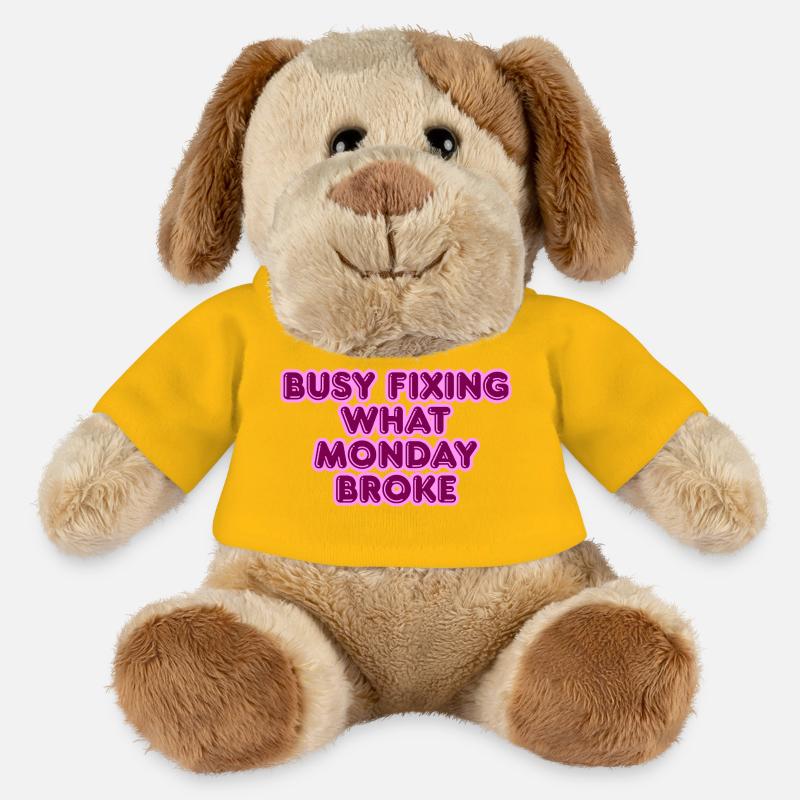 Occupé à réparer ce que lundi a cassé - Chien en peluche Helge MiniFeet® - jaune soleil