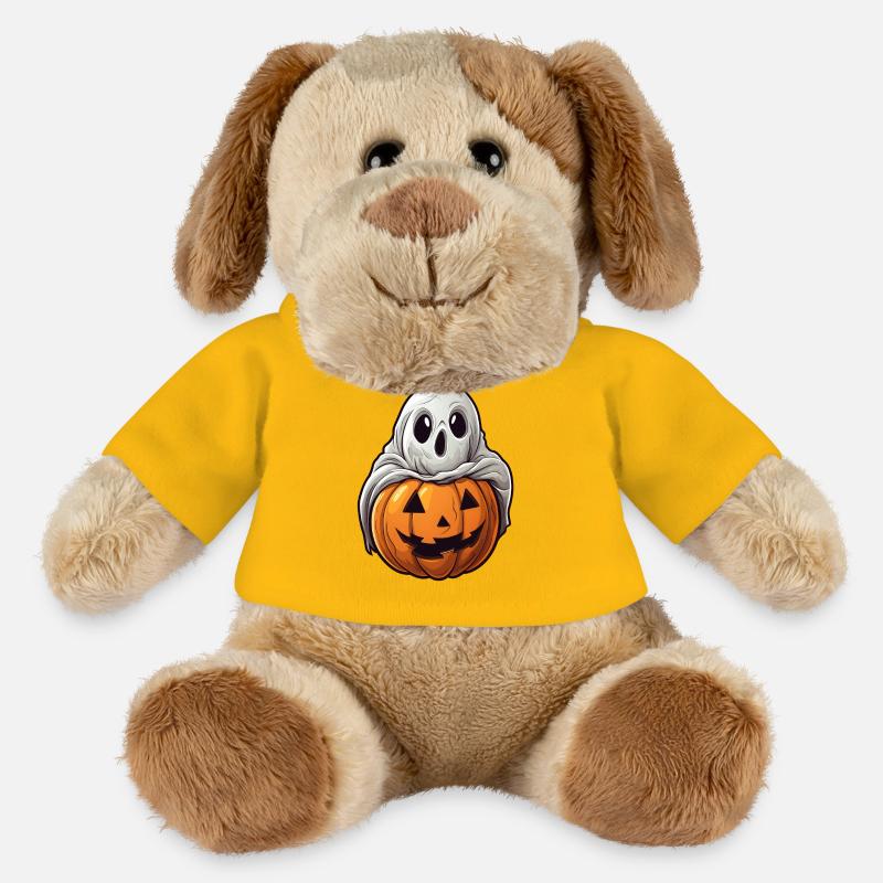 Geist Kürbis Halloween Comic - MiniFeet® Hund Helge - Sonnengelb