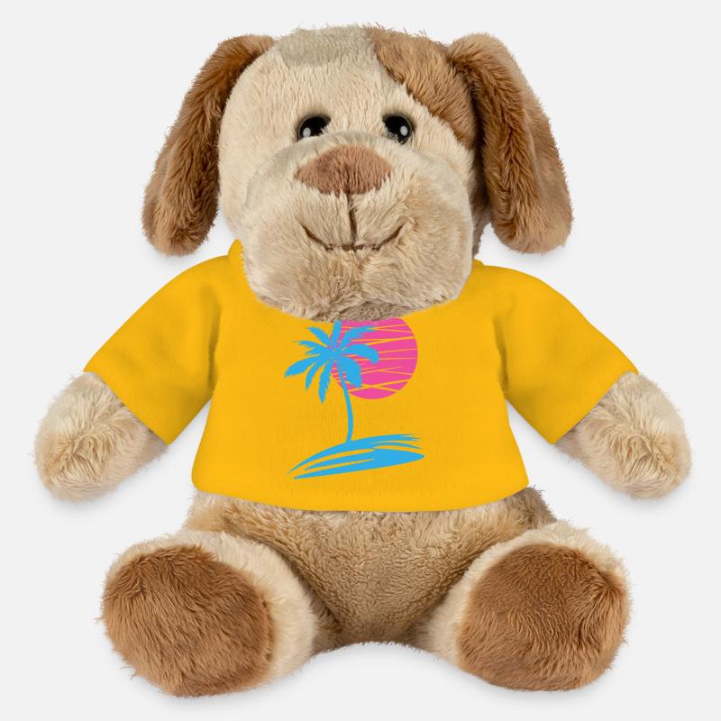 PALMIER D’ÉTÉ DEVANT LE SOLEIL - Chien en peluche Helge MiniFeet® - jaune soleil
