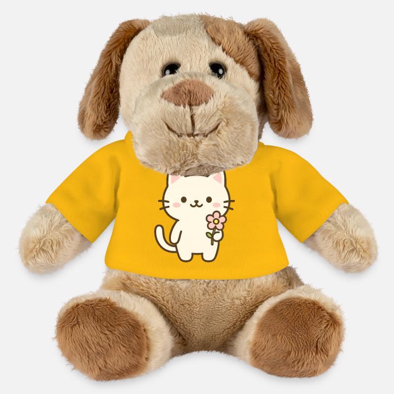 Chat mignon avec fleur - Chien en peluche Helge MiniFeet® - jaune soleil