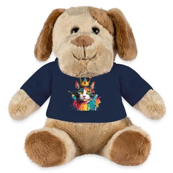Chat coloré avec la couronne de roi en aquarelle - Chien en peluche Helge MiniFeet® - jaune soleil - Devant