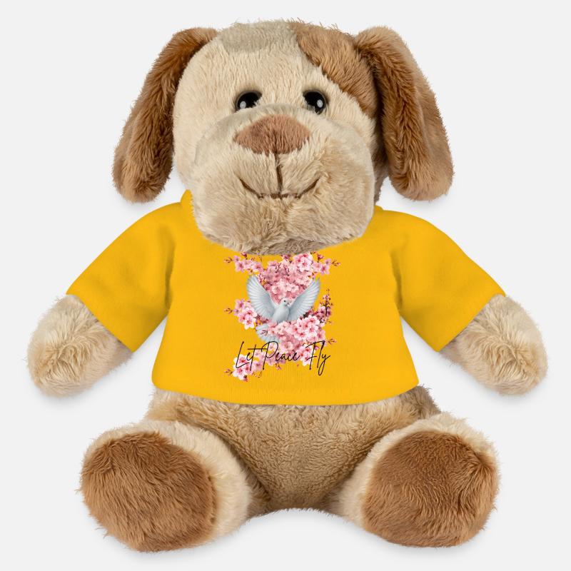 Friedens-Taube vor Kirschblüten - MiniFeet® Hund Helge - Sonnengelb