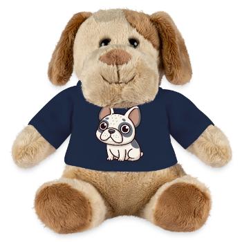 Bulldog Cartoon Blanc et Gris - Chien en peluche Helge MiniFeet® - jaune soleil - Devant