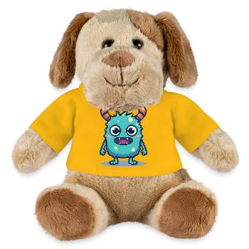 8 bits mignon pixel monstre style rétro des années 90 - Chien en peluche Helge MiniFeet® - jaune soleil - Devant