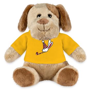 Lapin Anniversaire Années Vieux Cadeau Serviette Chapeau de fête - Chien en peluche Helge MiniFeet® - jaune soleil - Devant