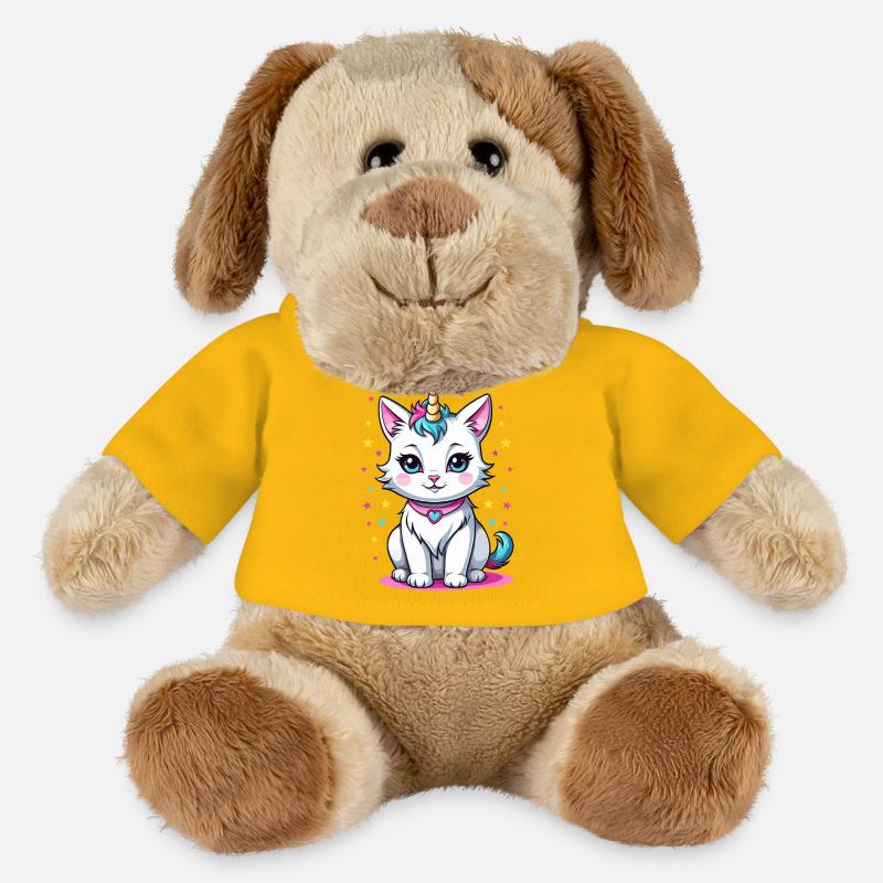 Licorne chat mignon - Chien en peluche Helge MiniFeet® - jaune soleil
