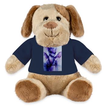 Dragon violet aquarelle - Chien en peluche Helge MiniFeet® - jaune soleil - Devant