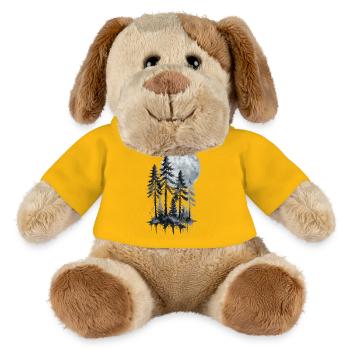 Forêt au clair de lune, Aquarelle, Silhouette - Chien en peluche Helge MiniFeet® - jaune soleil - Devant