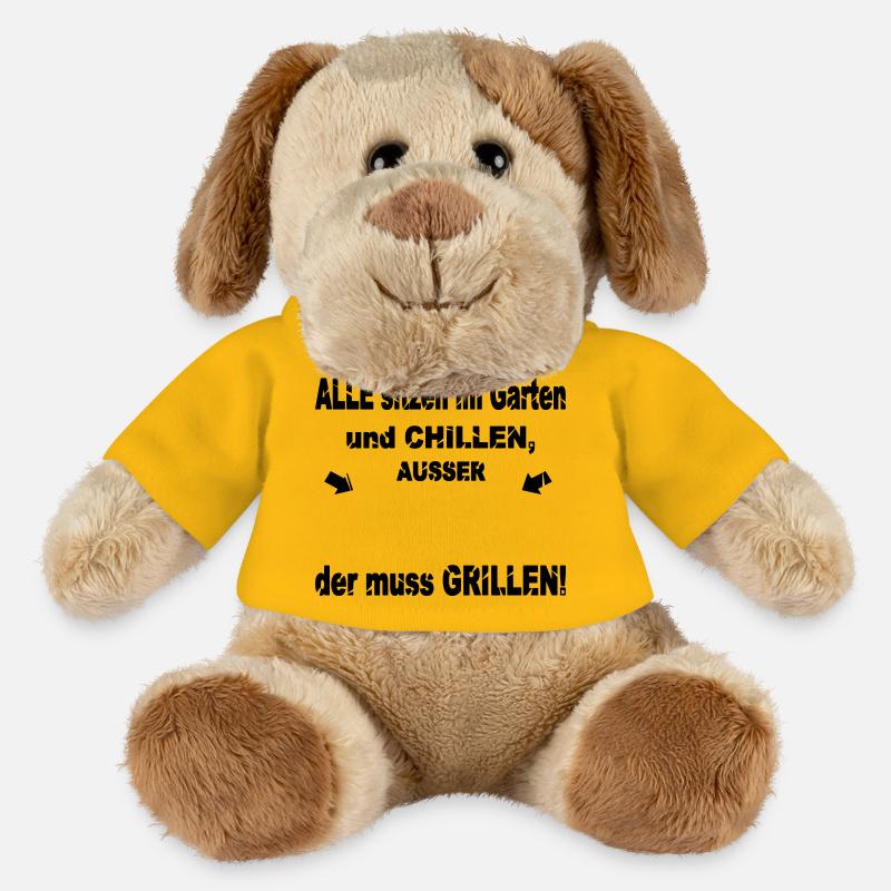 Lustiger Grill-Spruch - MiniFeet® Hund Helge - Sonnengelb