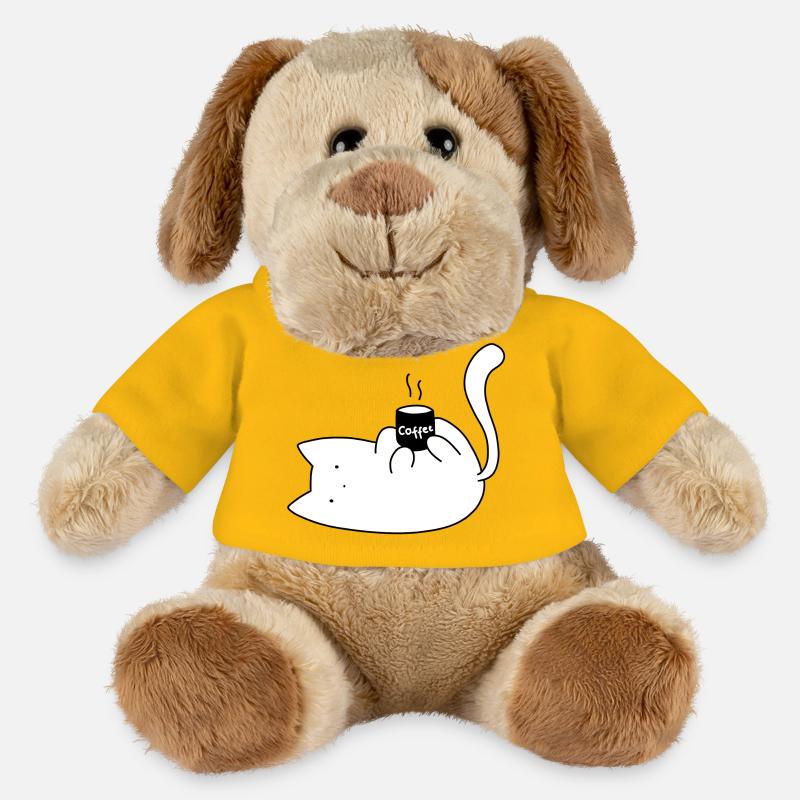 Cat Holding a Coffee Mug - Sticker - MiniFeet® Dog Helge - sun yellow