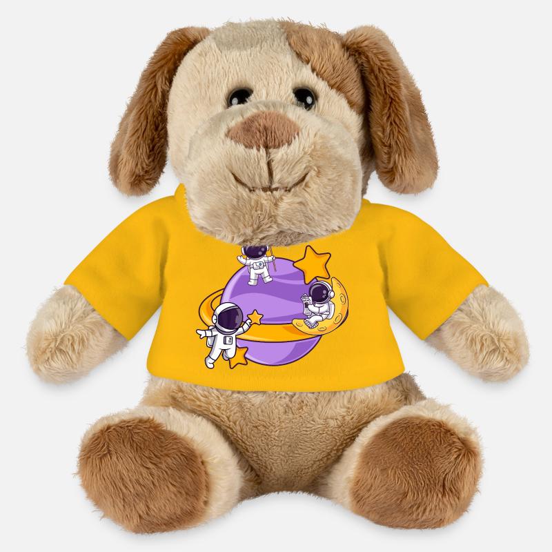 Équipe d’astronautes dans la sphère lunaire spatiale - Chien en peluche Helge MiniFeet® - jaune soleil