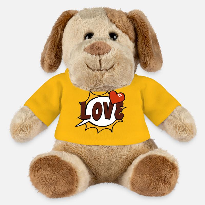 Amour Pop Art Speech Bubble - Chien en peluche Helge MiniFeet® - jaune soleil