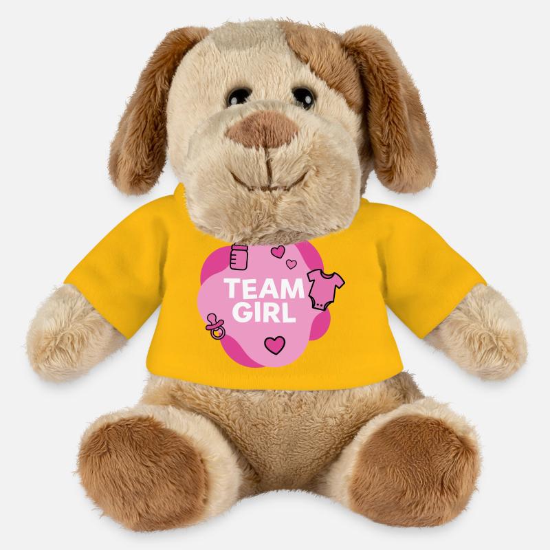Conception de la douche de bébé de l’équipe de fille - Chien en peluche Helge MiniFeet® - jaune soleil