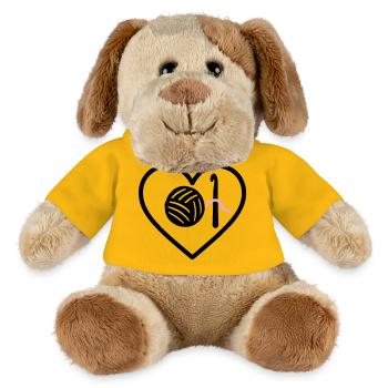 Crochet Tricot Coeur Fil Rose Fait Main Femme - Chien en peluche Helge MiniFeet® - jaune soleil - Devant